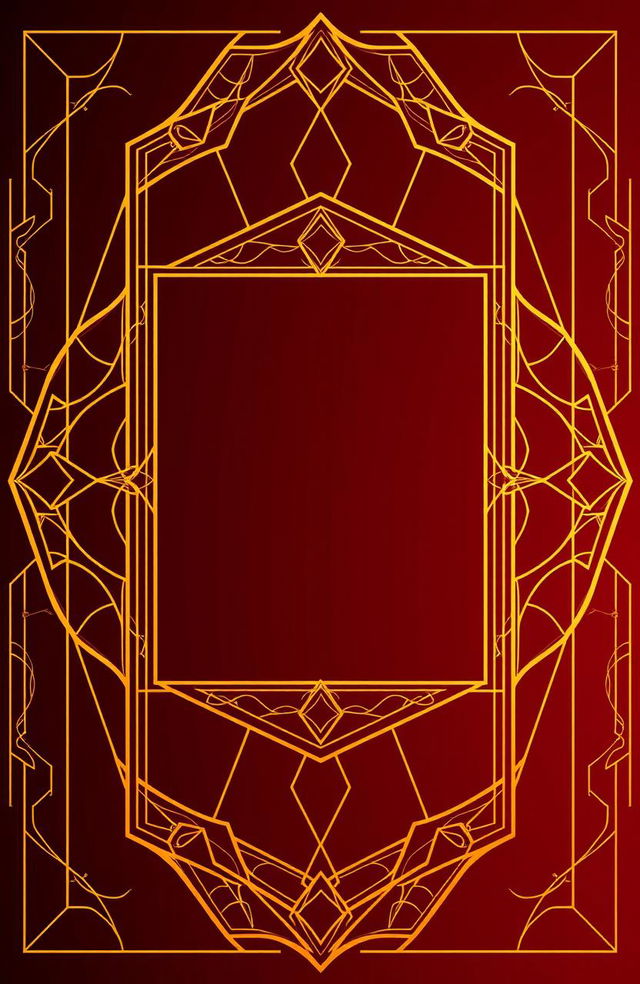 A stunning digital illustration featuring a luxurious gold outline design that elegantly frames intricate geometric patterns in a harmonious blend of shapes and curves