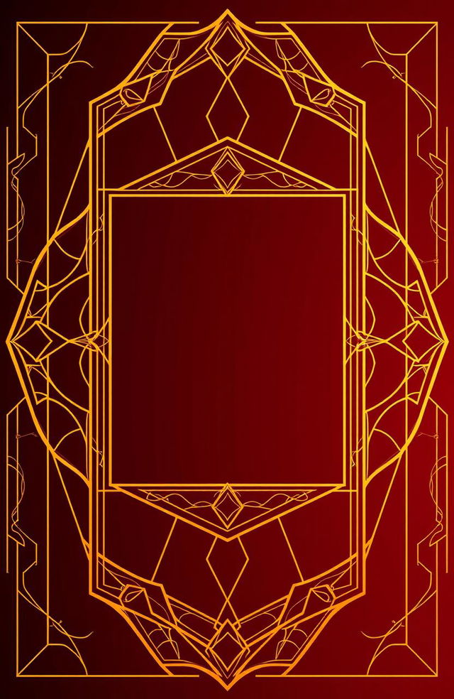 A stunning digital illustration featuring a luxurious gold outline design that elegantly frames intricate geometric patterns in a harmonious blend of shapes and curves