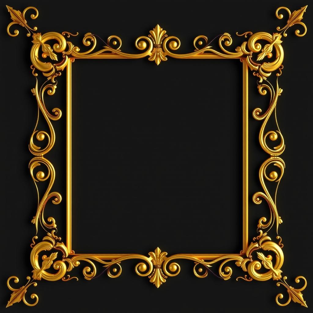 A captivating golden book cover frame designed with elegance and style, featuring exquisite ornamental details reminiscent of classic book designs