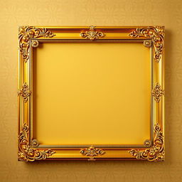 A stunning golden rectangular book cover frame that exudes elegance and sophistication, designed with intricate filigree and ornamental details