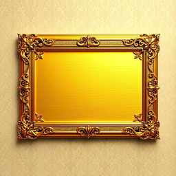 A stunning golden rectangular book cover frame that exudes elegance and sophistication, designed with intricate filigree and ornamental details