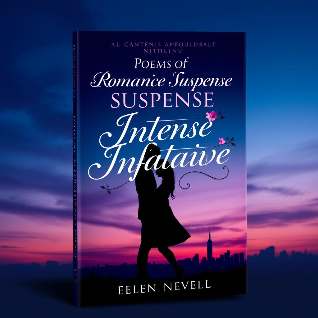 A stunning book cover design for a novel titled 'Poems of Romantic Suspense: Intense Infatuation'