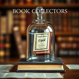 A visually striking book cover design featuring a single book placed inside a delicate glass bell jar, emanating a sense of elegance and reverence for literature