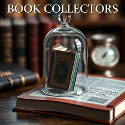 A visually striking book cover design featuring a single book placed inside a delicate glass bell jar, emanating a sense of elegance and reverence for literature