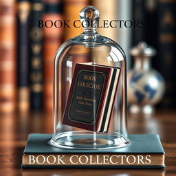 A visually striking book cover design featuring a single book placed inside a delicate glass bell jar, emanating a sense of elegance and reverence for literature