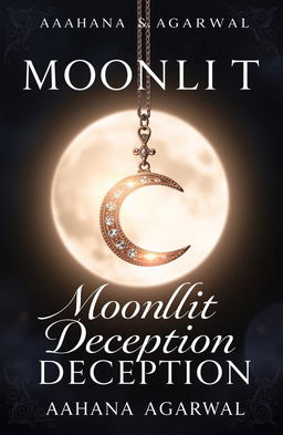 A captivating book cover design for the romance and fantasy novel 'Moonlit Deception' by Aahana Agarwal