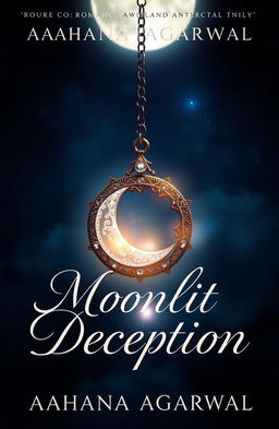 A captivating book cover design for the romance and fantasy novel 'Moonlit Deception' by Aahana Agarwal