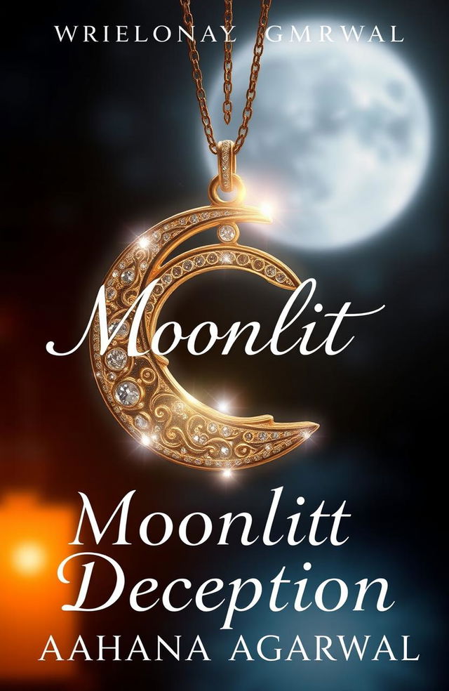 A captivating book cover design for the romance and fantasy novel 'Moonlit Deception' by Aahana Agarwal