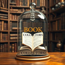 A three-dimensional book cover design featuring an open book inside a glass bell jar