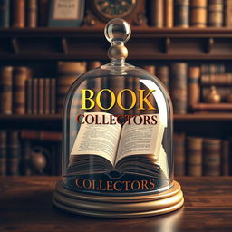 A three-dimensional book cover design featuring an open book inside a glass bell jar