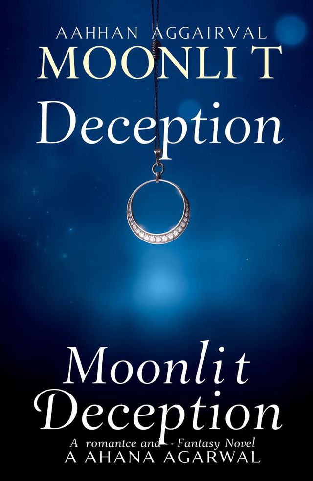 A book cover design for the romance and fantasy novel titled 'Moonlit Deception' by Aahana Agarwal