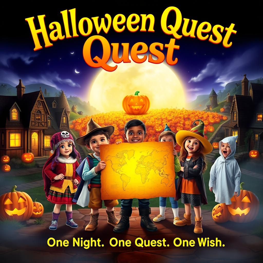 A captivating movie poster for 'Halloween Quest'