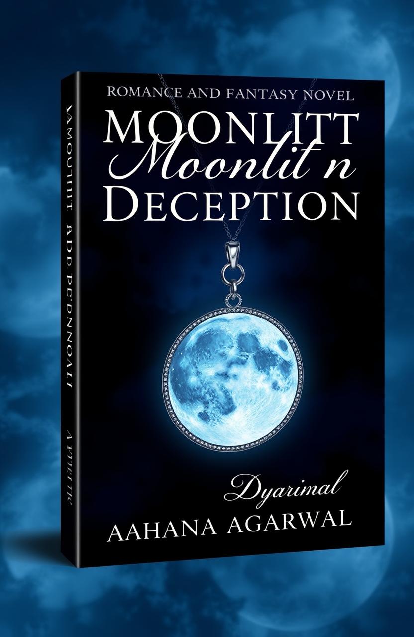 A stunning book cover for the romance and fantasy novel titled 'Moonlit Deception' by Aahana Agarwal