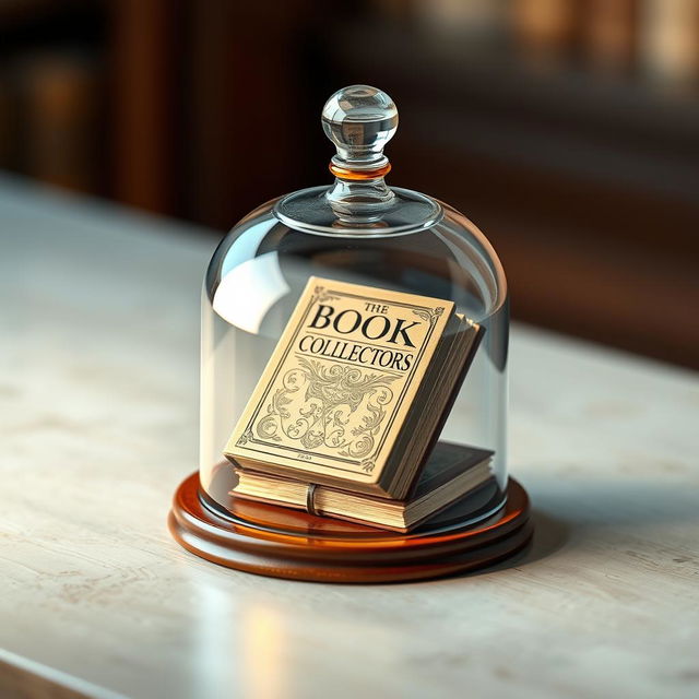 A visually stunning three-dimensional book cover design featuring a book encased inside a beautiful glass bell jar