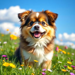 A medium-sized cute dog named Ringo, with soft, fluffy fur and a playful demeanor
