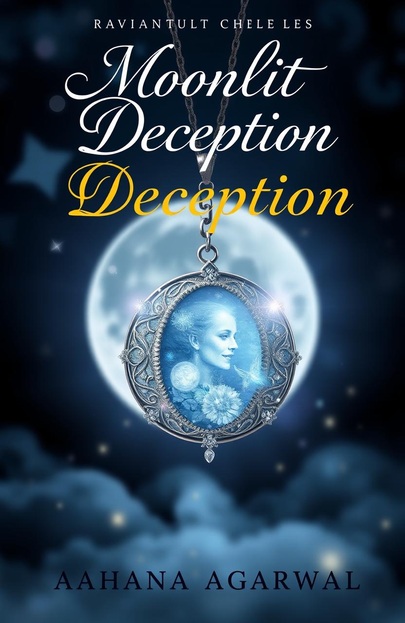 A visually captivating book cover design for the romance and fantasy novel titled 'Moonlit Deception' by Aahana Agarwal