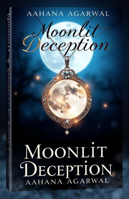 A visually captivating book cover design for the romance and fantasy novel titled 'Moonlit Deception' by Aahana Agarwal