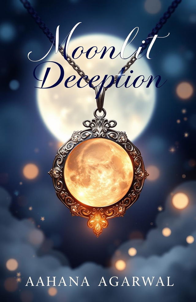 A visually captivating book cover design for the romance and fantasy novel titled 'Moonlit Deception' by Aahana Agarwal