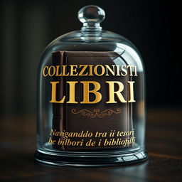 A beautifully crafted glass bell jar encasing a vintage book, richly detailed with textured leather and gold foil lettering