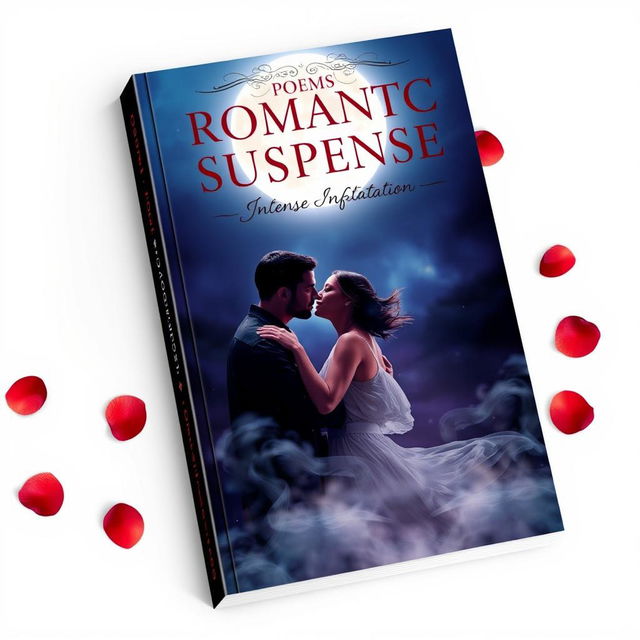 A captivating book cover design for 'Poems of Romantic Suspense: Intense Infatuation'