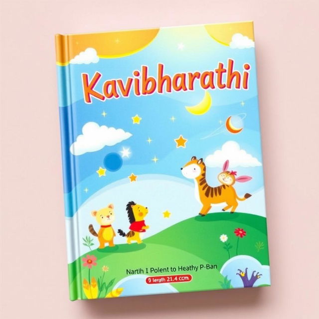 Cover for a children's book titled 'Kavibharathi', featuring vibrant colors and playful illustrations that capture the imagination of young readers