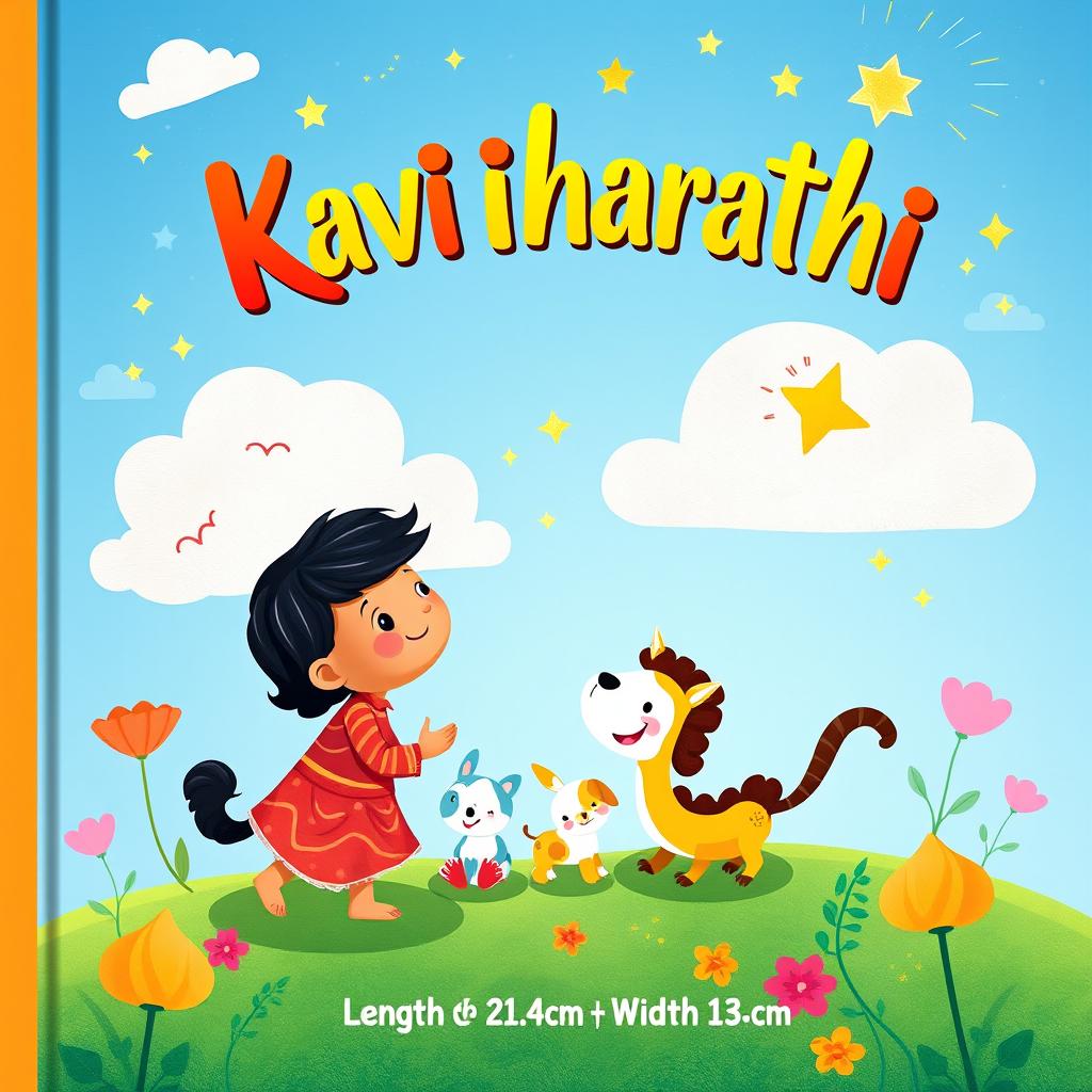 Cover for a children's book titled 'Kavibharathi', featuring vibrant colors and playful illustrations that capture the imagination of young readers