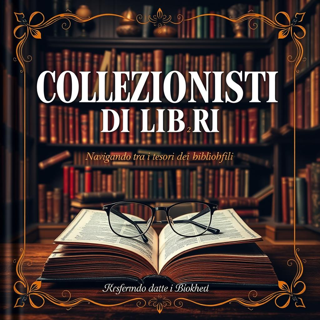 A captivating book cover design for the title 'COLLEZIONISTI DI LIBRI: Navigando tra i tesori dei bibliofili