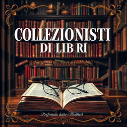 A captivating book cover design for the title 'COLLEZIONISTI DI LIBRI: Navigando tra i tesori dei bibliofili