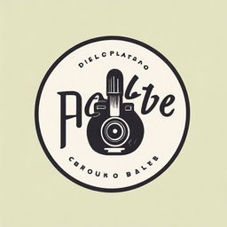 A stylish and modern logo design incorporating elements of a paintbrush, a vinyl record, and a vintage camera.