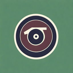 A stylish and modern logo design incorporating elements of a paintbrush, a vinyl record, and a vintage camera.