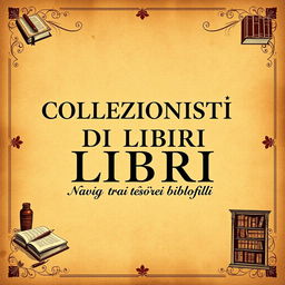 An elegant A4 book cover design featuring the title 'COLLEZIONISTI DI LIBRI' in large, bold, serif font at the center