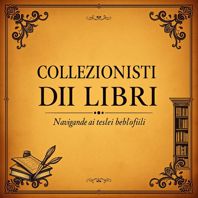 An elegant A4 book cover design featuring the title 'COLLEZIONISTI DI LIBRI' in large, bold, serif font at the center