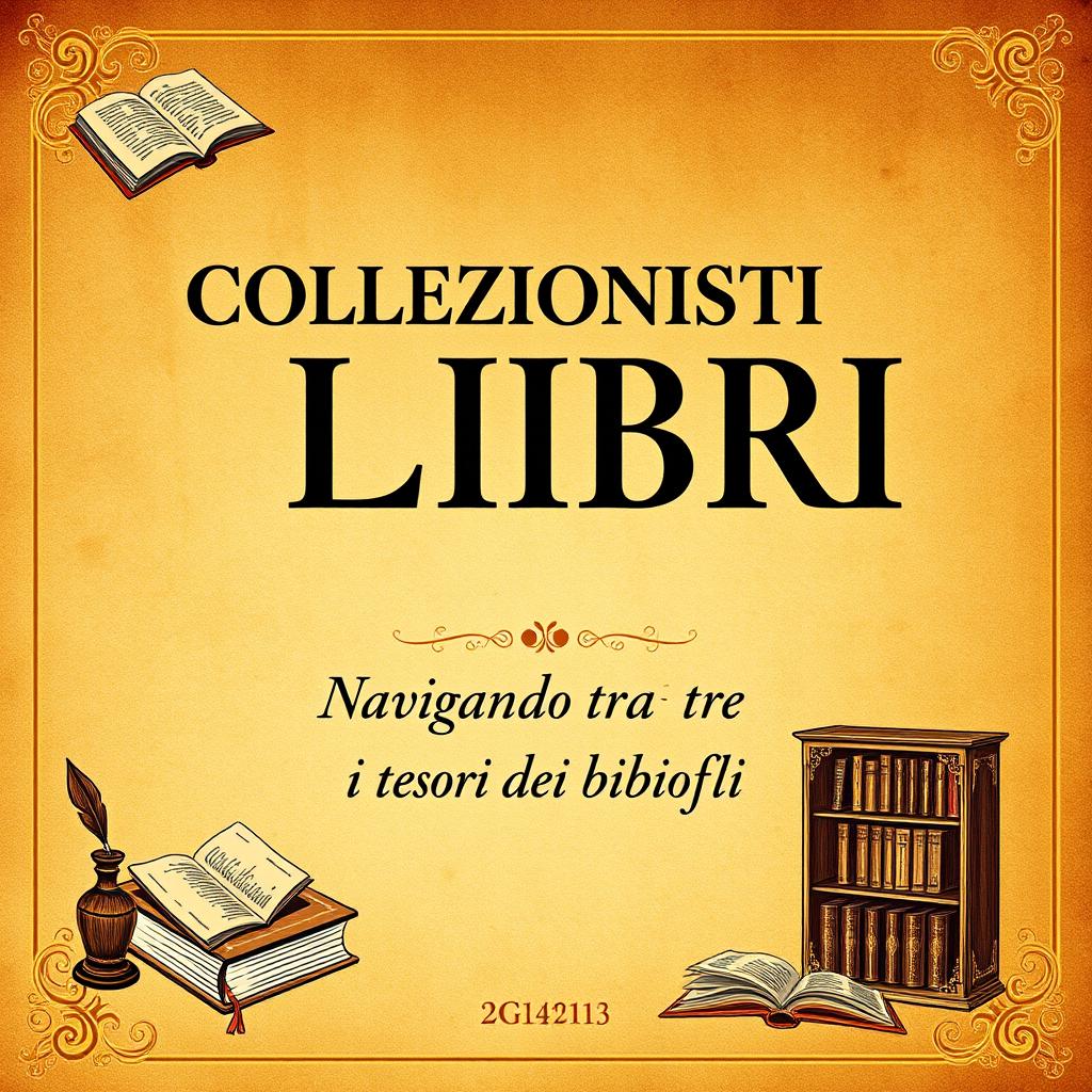 An elegant A4 book cover design featuring the title 'COLLEZIONISTI DI LIBRI' in large, bold, serif font at the center