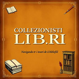 An elegant A4 book cover design featuring the title 'COLLEZIONISTI DI LIBRI' in large, bold, serif font at the center