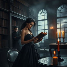 A captivating scene illustrating a blend of mystery, thriller, and romance