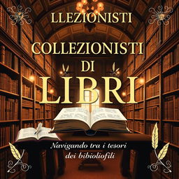An elegant A4 book cover design featuring the title "COLLEZIONISTI DI LIBRI" in large, eye-catching font at the top