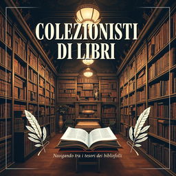 An elegant A4 book cover design featuring the title "COLLEZIONISTI DI LIBRI" in large, eye-catching font at the top