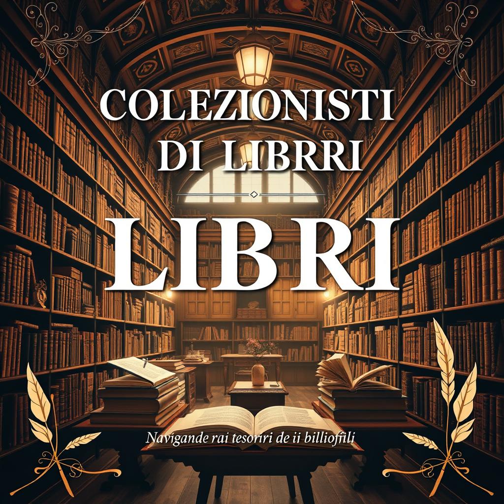 An elegant A4 book cover design featuring the title "COLLEZIONISTI DI LIBRI" in large, eye-catching font at the top