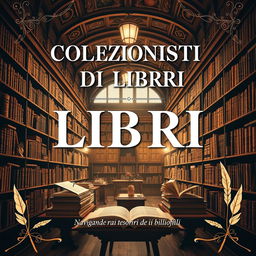 An elegant A4 book cover design featuring the title "COLLEZIONISTI DI LIBRI" in large, eye-catching font at the top