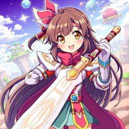 A dynamic illustration of an anime girl with a bubbly personality, featuring vibrant expressions and a cheerful demeanor