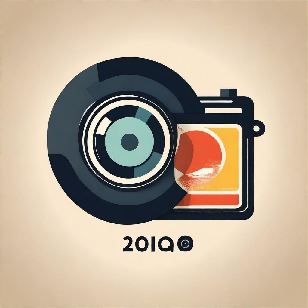 A crisp icon design incorporating a paintbrush, a vinyl record, and a vintage camera in a clean and balanced composition.