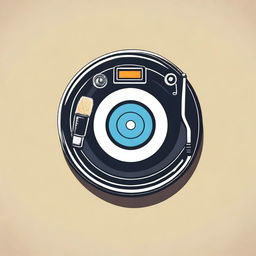 A crisp icon design incorporating a paintbrush, a vinyl record, and a vintage camera in a clean and balanced composition.