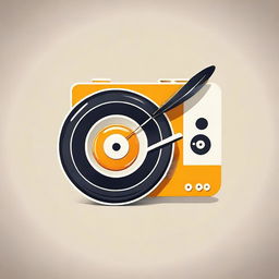 A crisp icon design incorporating a paintbrush, a vinyl record, and a vintage camera in a clean and balanced composition.