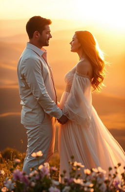 A serene and ethereal scene depicting the moment when faith meets love