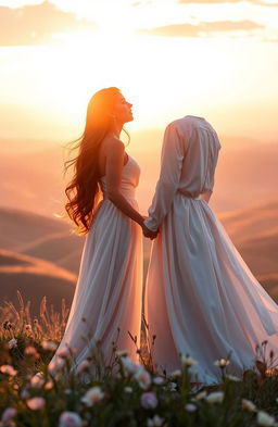 A serene and ethereal scene depicting the moment when faith meets love