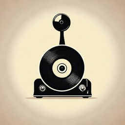 An appealing icon embodying elements of fine art, a vinyl record, and a vintage camera in a balanced composition.