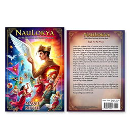 A captivating A4 book cover design for 'NauLokya: The Hidden Truth of Prince Nivar Daivik and the Great Book'