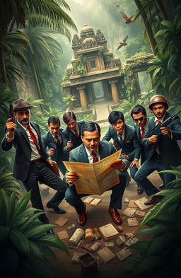 A thrilling scene depicting 7 Mafia members and 3 deactivators in a high-stakes treasure hunt set in Asia