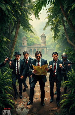 A thrilling scene depicting 7 Mafia members and 3 deactivators in a high-stakes treasure hunt set in Asia