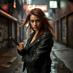 An intense scene from a revenge story featuring a determined young woman as the central character